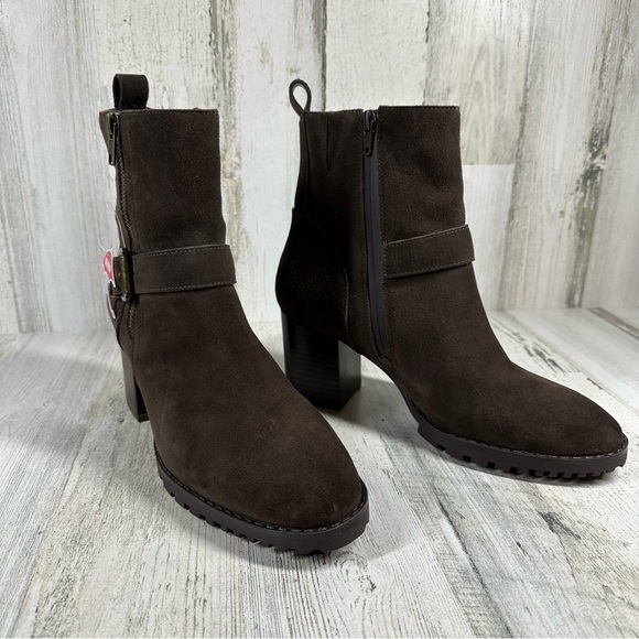 NEW Blondo Talyn Waterproof Brown Leather Block Heel Ankle Boots #1081 - Picture 9 of 12